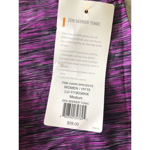 Lucy Women's Zen Seeker Tunic, Pink Dawn Spacedye, Size Medium - Picture 6 of 6